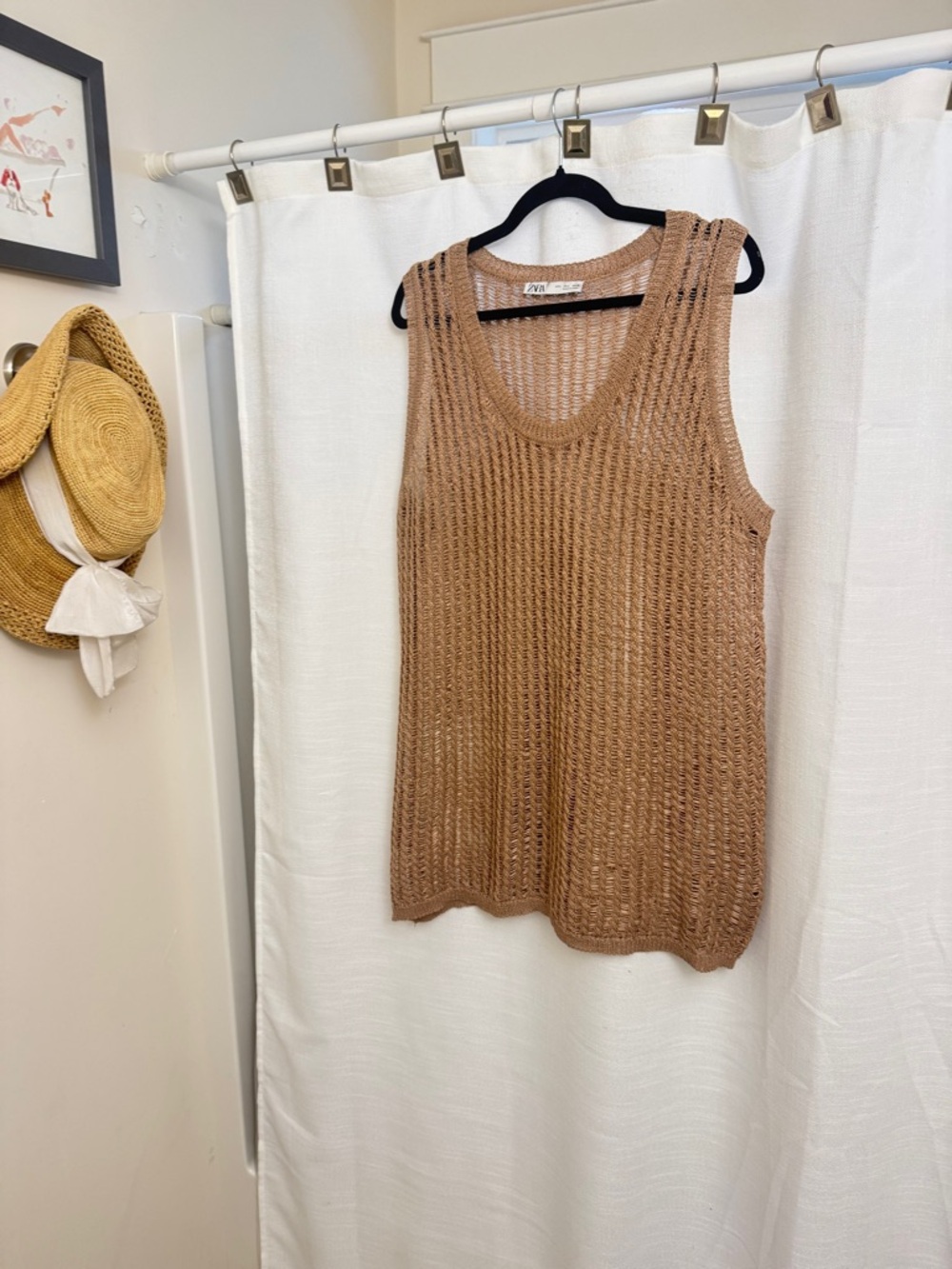 Zara Oversized Open Knit Bohemian Tank Tunic – Size Large - Picture 4 of 8